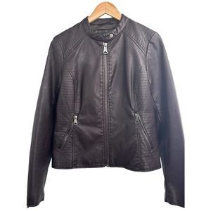 Marc New York Brown Vegan Leather Moto Jacket Medium‎